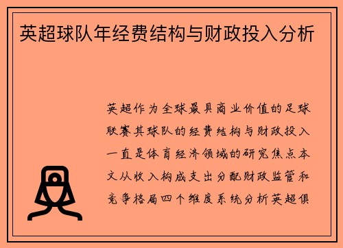 英超球队年经费结构与财政投入分析